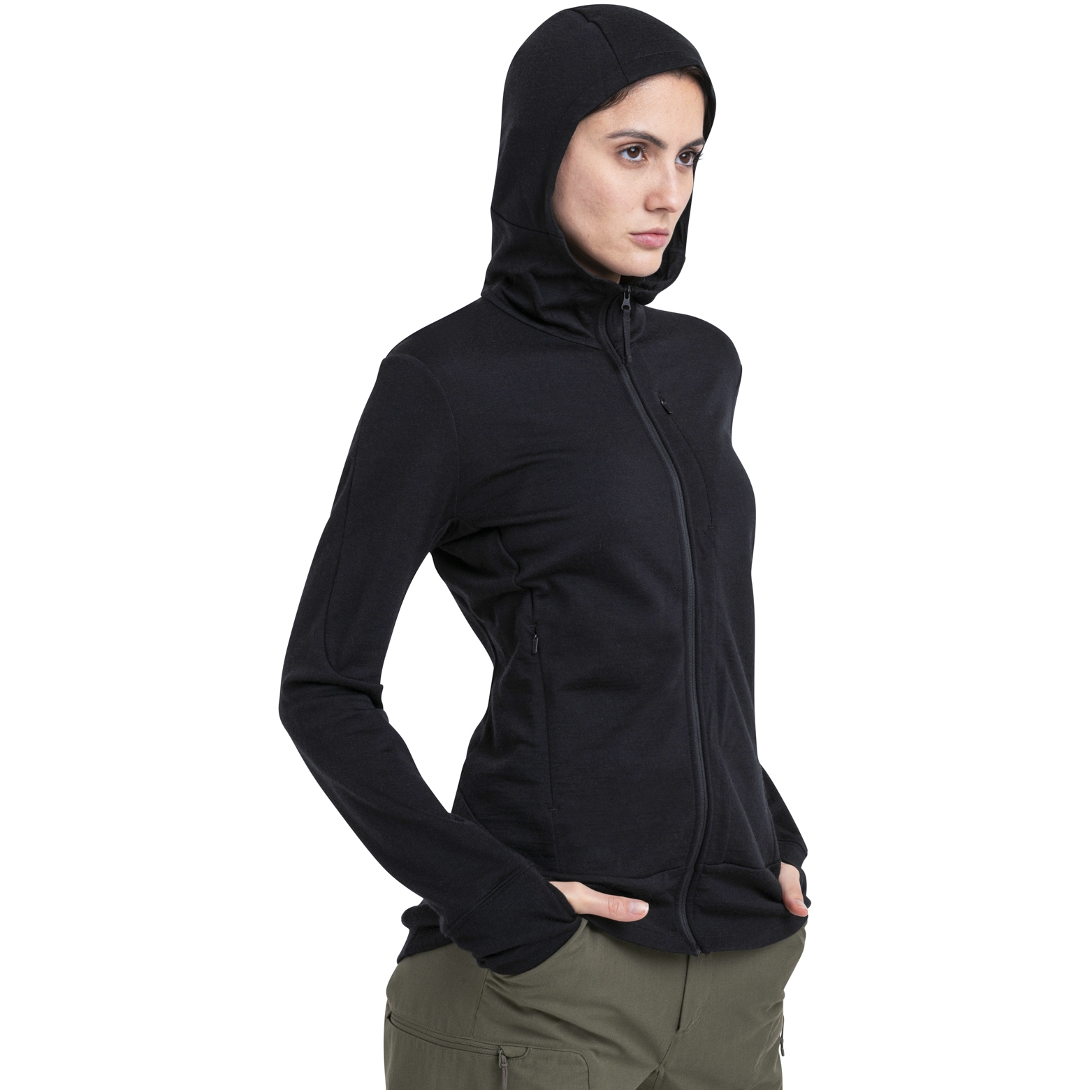 Icebreaker Merino 260 Quantum Long Sleeve Zip Hoodie Women Black BIKE24