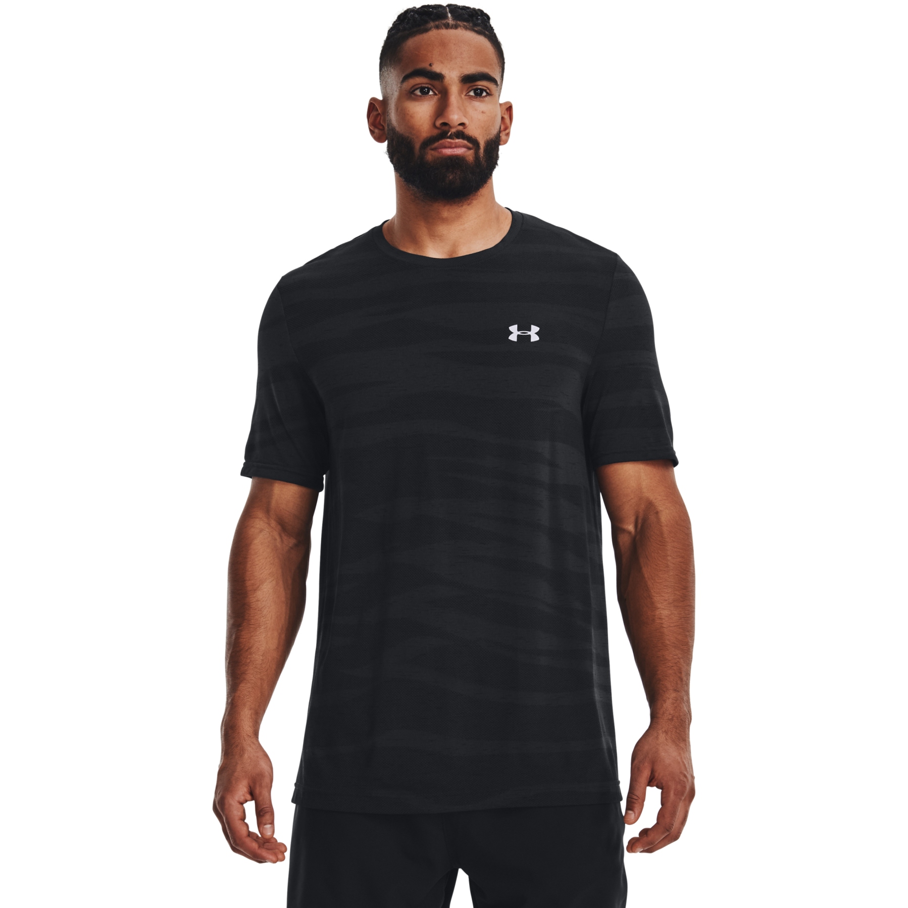 Picture of Under Armour Seamless Wave Short Sleeve Shirt Men - Black/Mod Gray