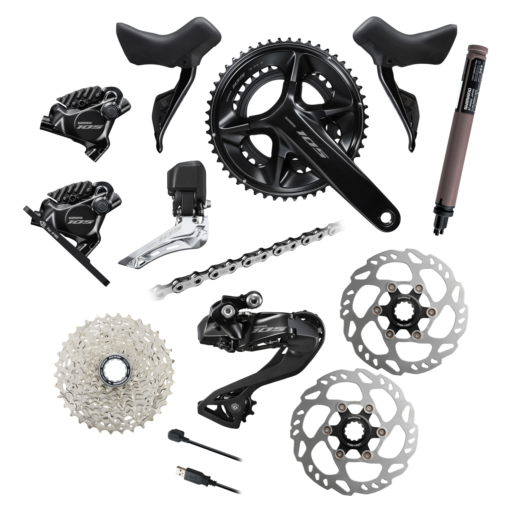 Cassette SHIMANO 105 R7101 12 Vitesses - 11-34T, Argenté - Compatible Corps De Roue Libre 12v Et 11v Route