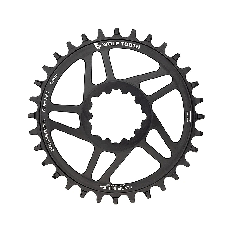 Picture of Wolf Tooth Chainring for SRAM 3-Bolt Direct Mount | Drop-Stop B | 3mm Offset | Boost - black