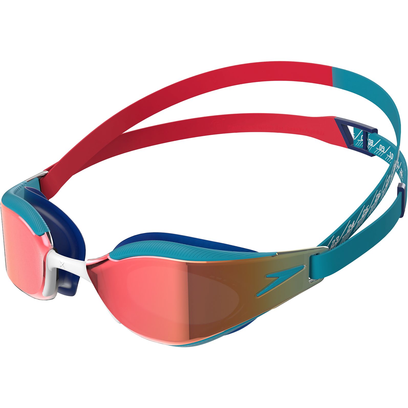 Picture of Speedo Fastskin Hyper Elite Mirror Junior Swimming Goggles - flame red/bolt/smoke/shadow