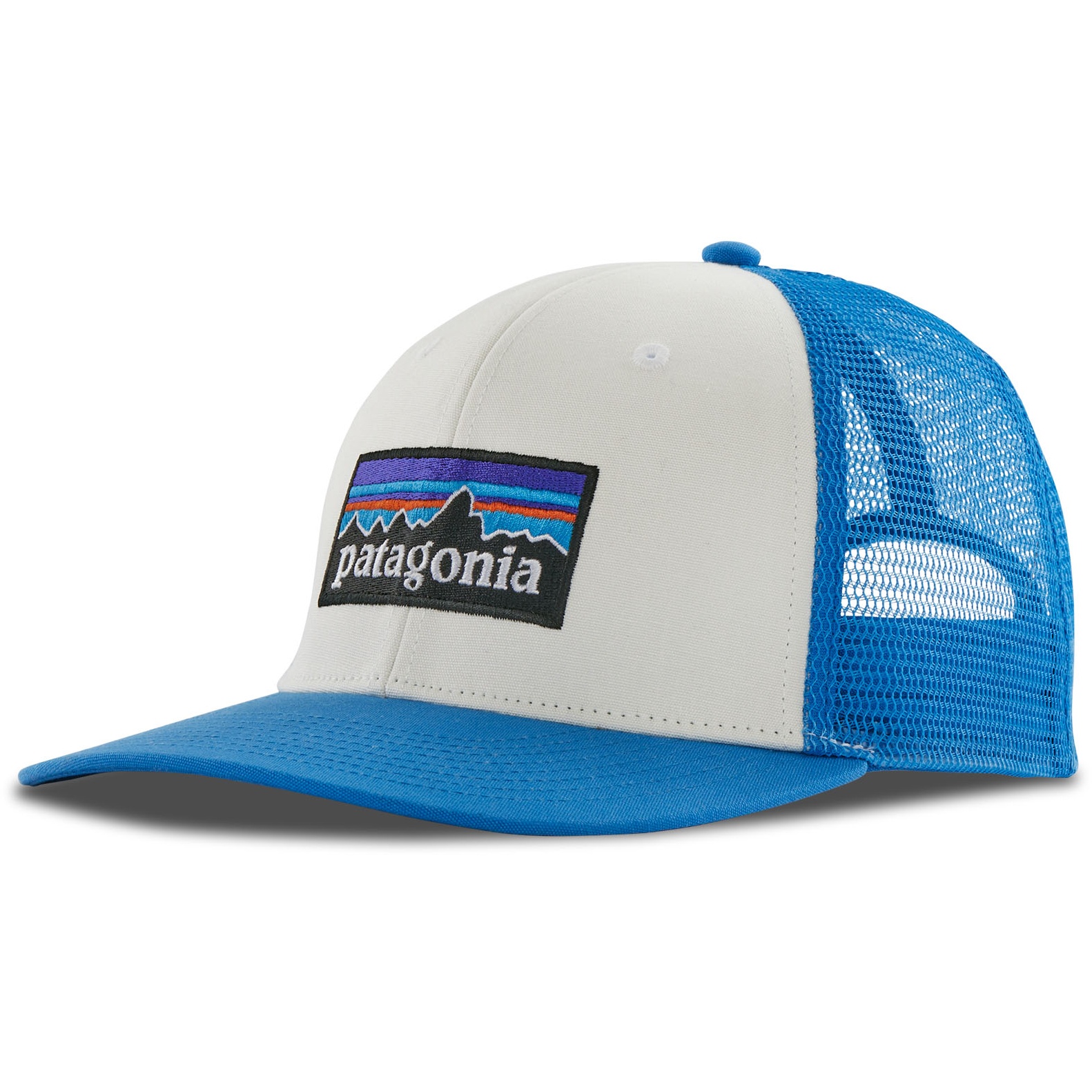 Produktbild von Patagonia P-6 Logo Trucker Cap - White w/Vessel Blue