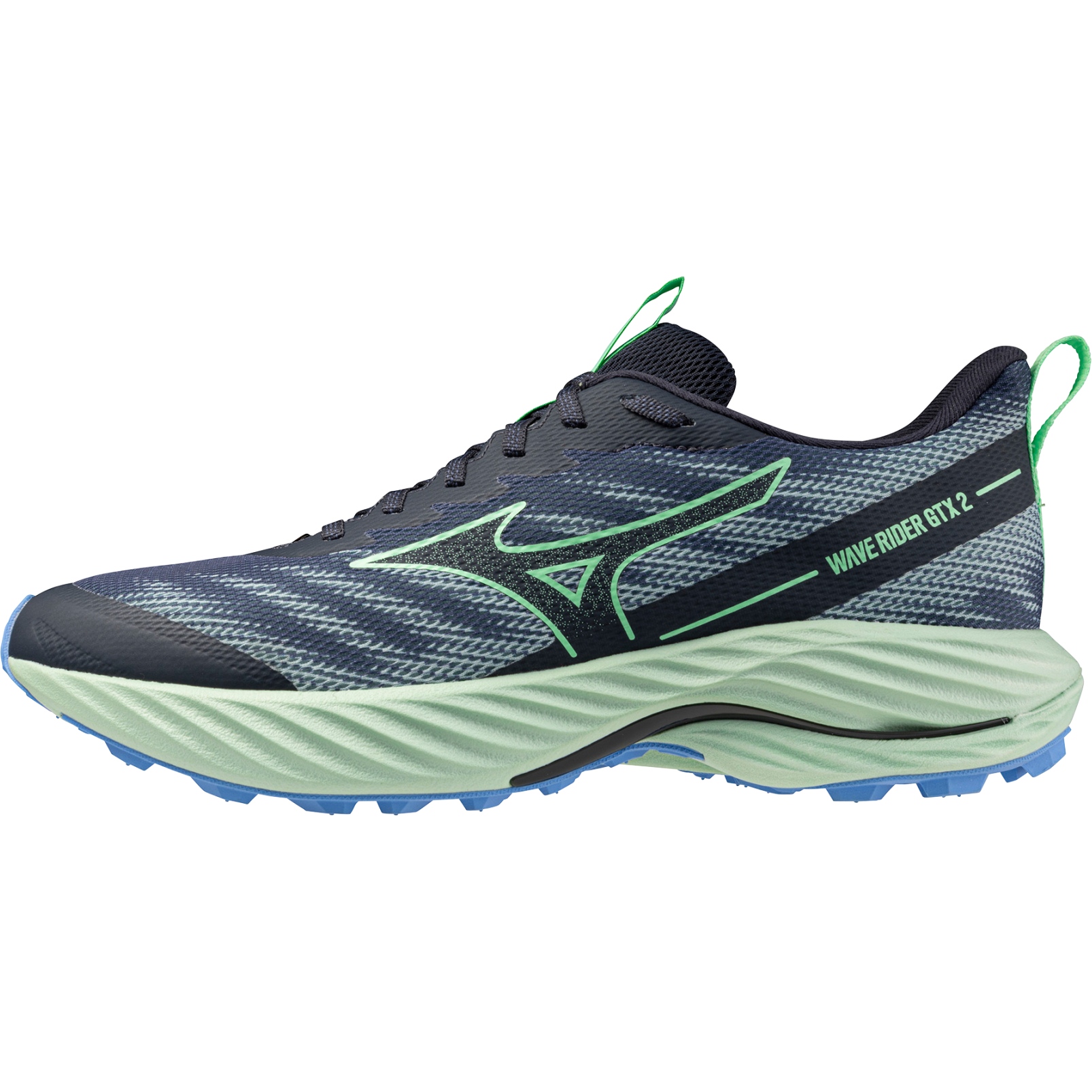 Picture of Mizuno Wave Rider GTX 2 Running Shoes Men - Vintage Indigo/Neo Mint/Frontier Blue