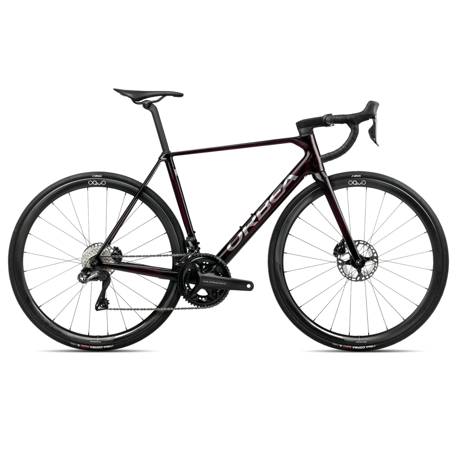 Productfoto van Orbea ORCA M20iTEAM Ultegra Di2 Racefiets - 2025 - Wine Red Carbon - Titanium (gloss)