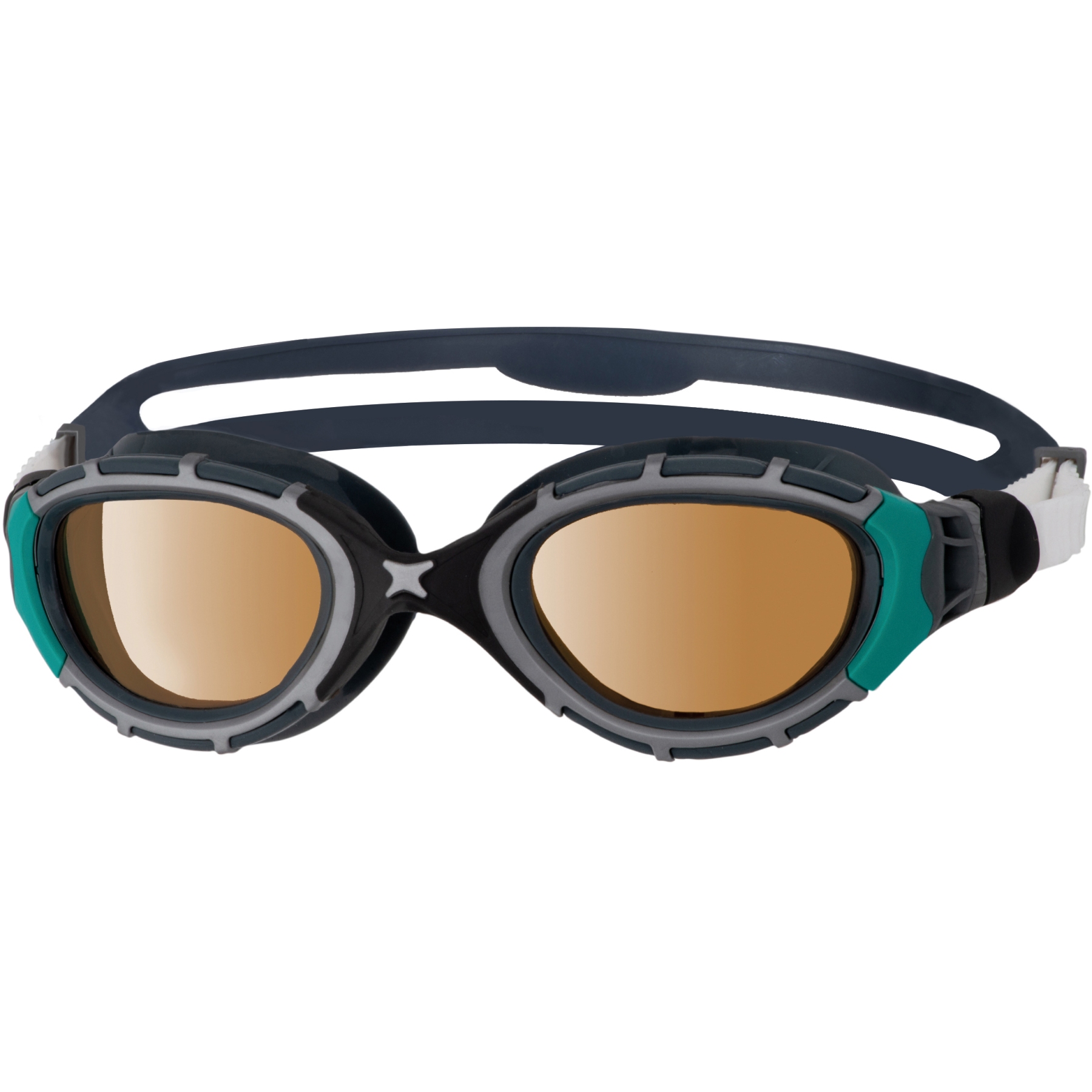 Picture of Zoggs Predator Flex Swimming Goggles - Polarized Ultra Copper Lenses - Small Fit - Black/Green