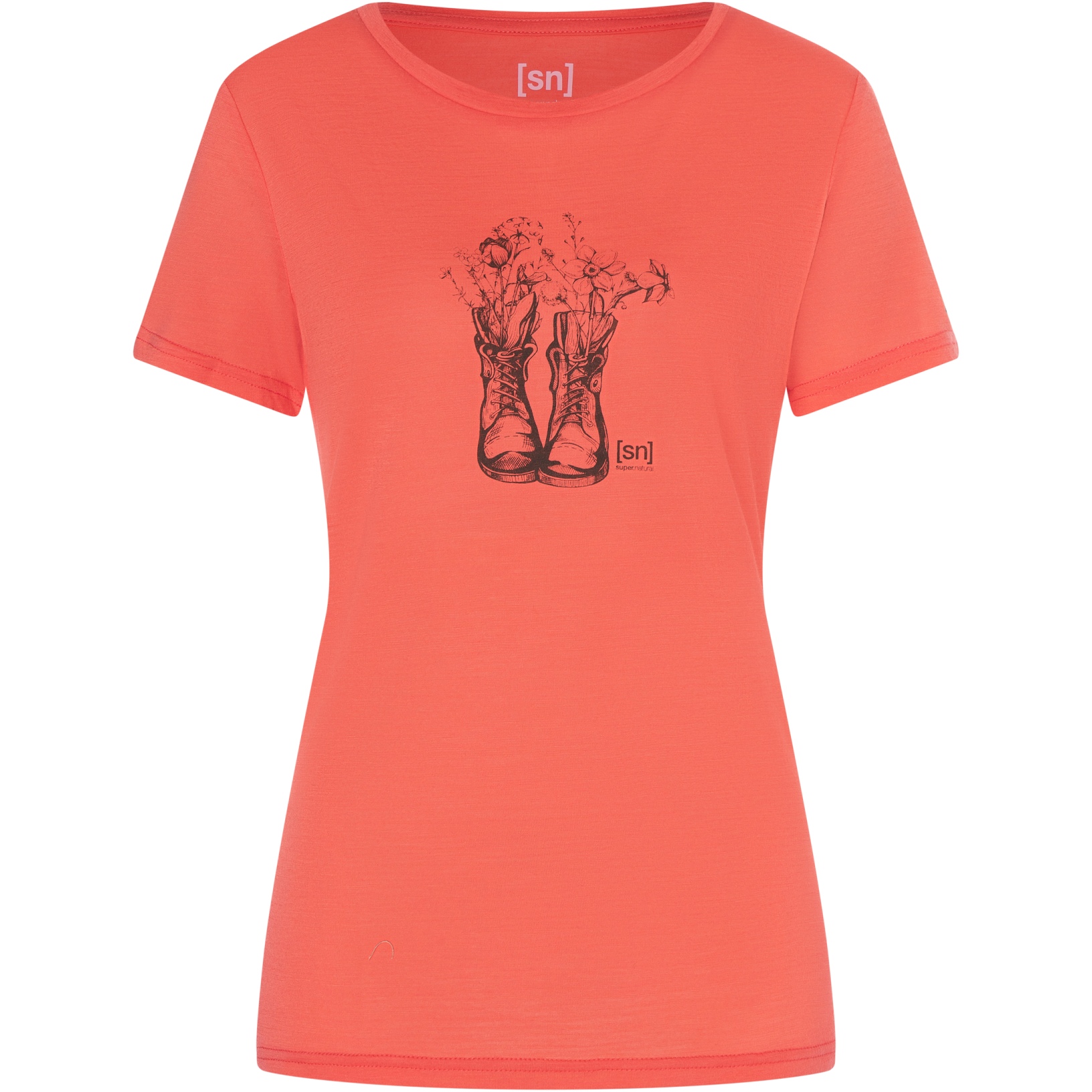 Photo produit de SUPER.NATURAL T-Shirt Femme - Blossom Boots - Living Coral/Stone Grey