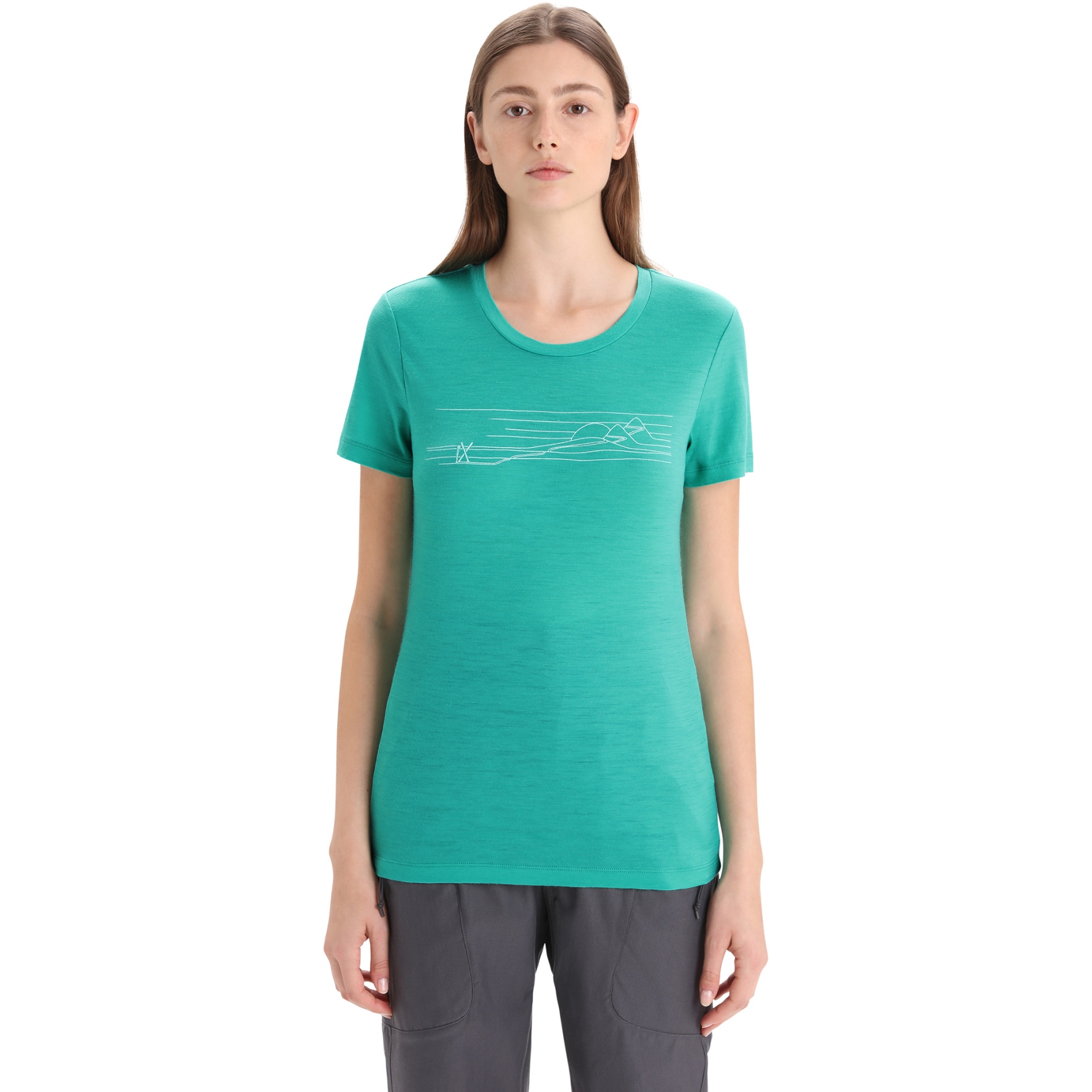 Imagen de Icebreaker Camiseta Mujer - Tech Lite II Ski Stripes - Fresh