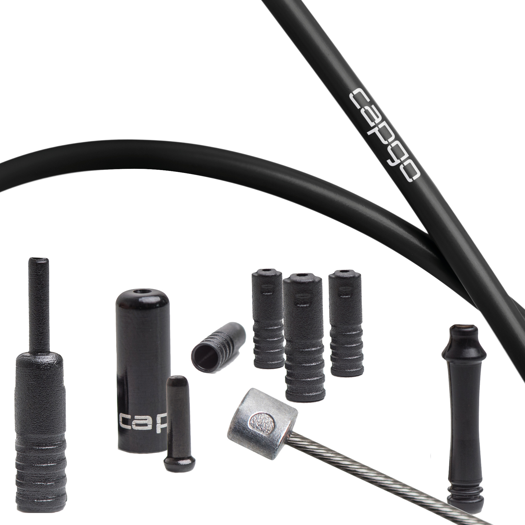 Picture of capgo Blue Line Shift Cable Set - 1-speed / long - Stainless Steel - PTFE - Shimano/SRAM MTB / E-Bike - black