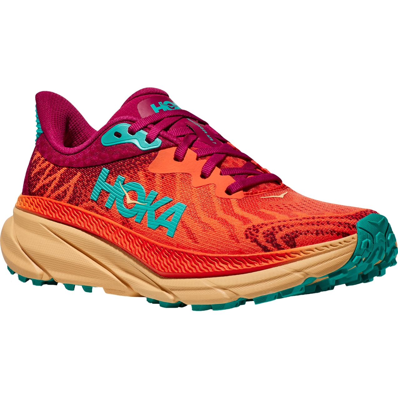 Picture of Hoka Challenger 7 Women&#039;s Running Shoes - flame / cherries jubilee
