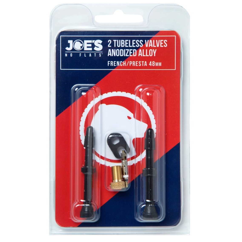 Picture of Joe&#039;s No Flats Tubeless Anodize Alloy French/Presta Valves (2 Pieces) - 48 mm - black