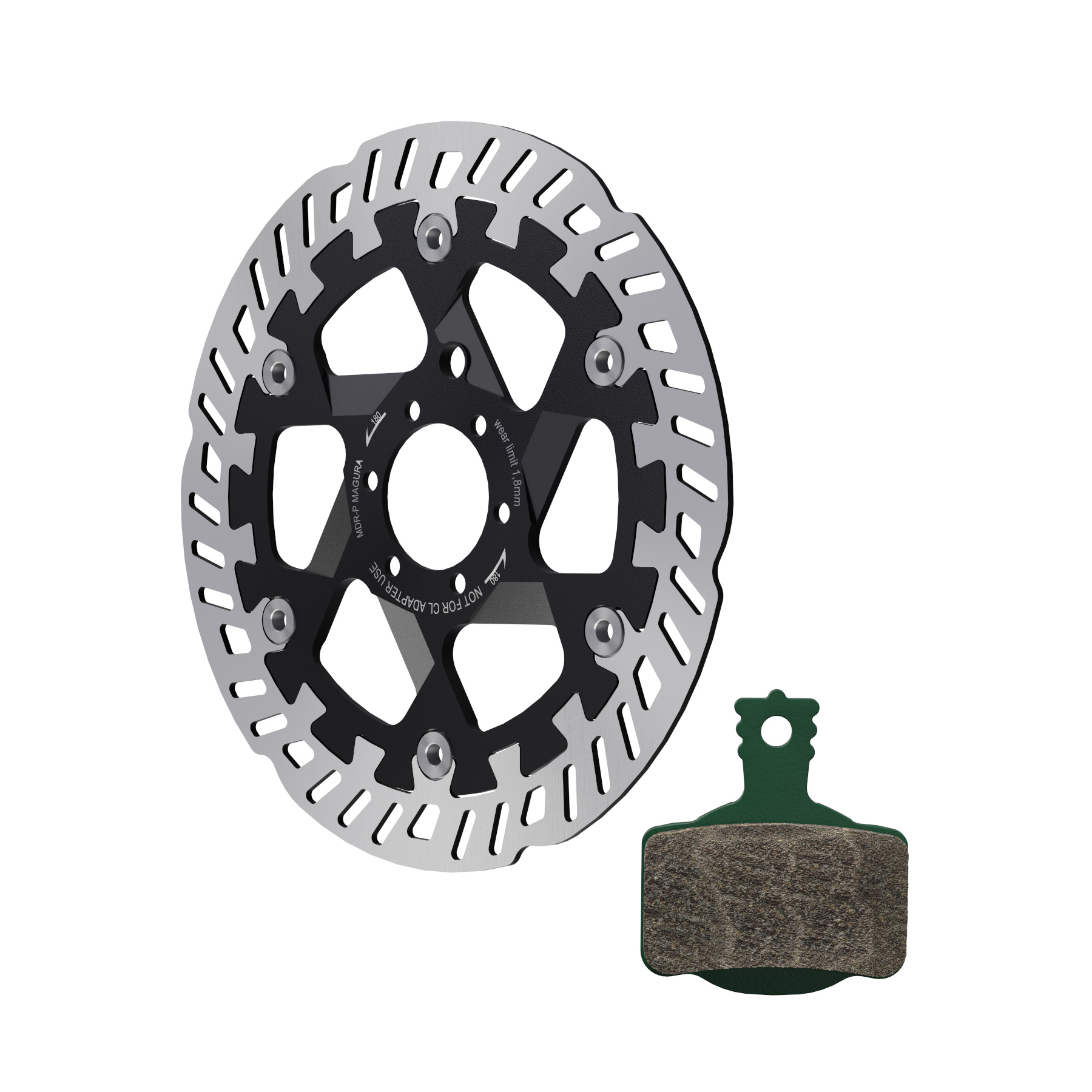 Magura MDR-P EBike Disc Brake Rotor – 180mm, 6-Bolt, Silver/Black (Model: 2701937)