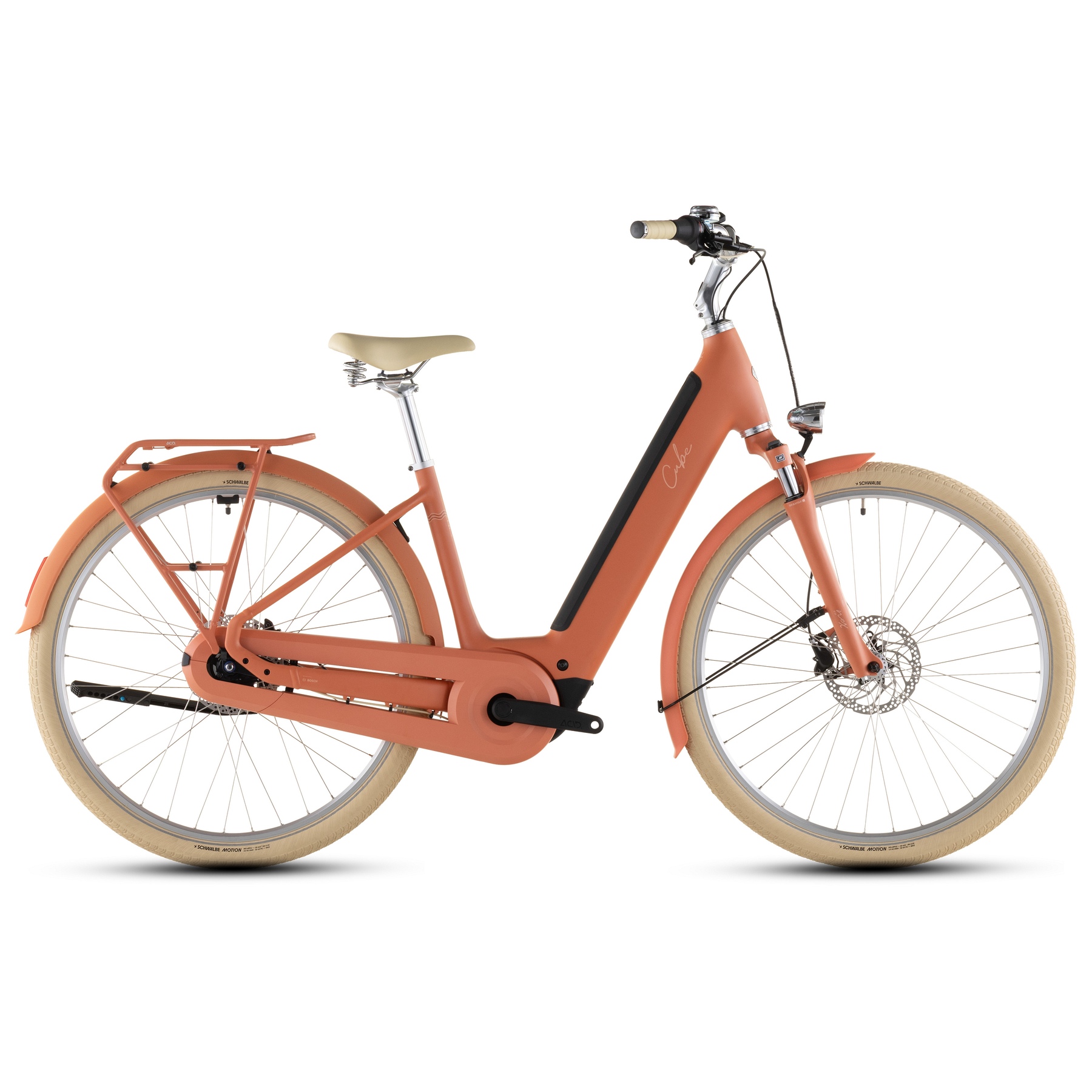 CUBE ARUBA HYBRID 600 - Легкий доступ - Электрический городской велосипед - 2026 - 28 дюймов - папайя / кремовый