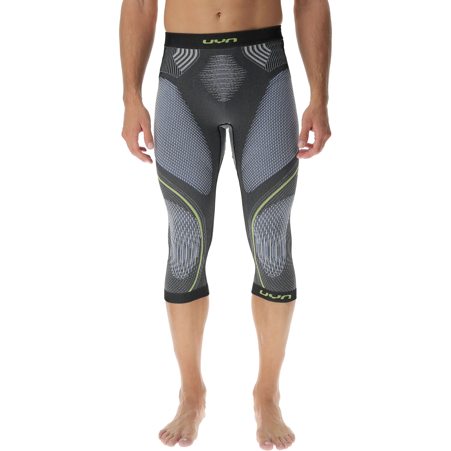 Picture of UYN Evolutyon Underwear 3/4 Pants Men - Anthracite Melange/Blue/Yellow Shiny