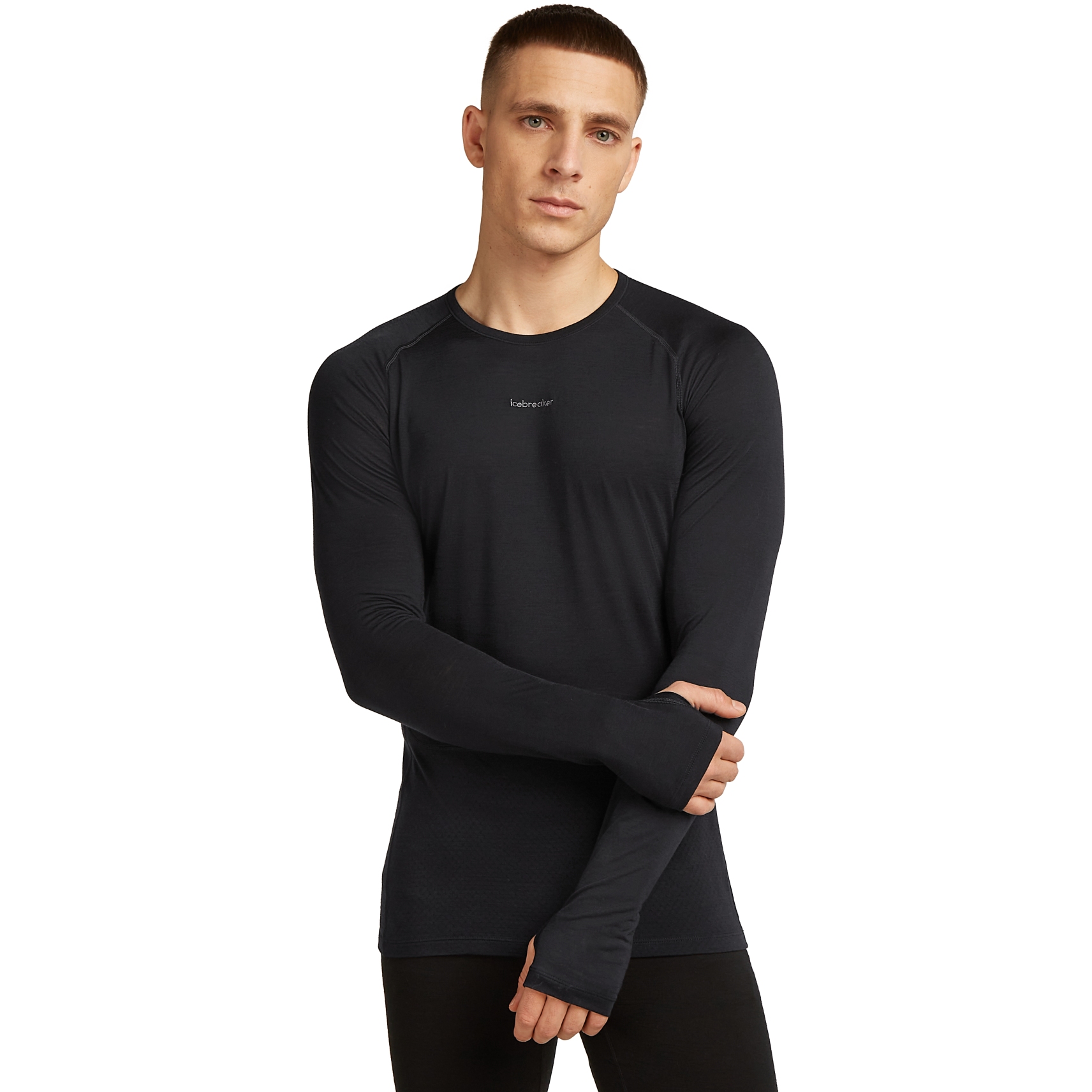 Produktbild von Icebreaker Merino 125 ZoneKnit™ Crewe Thermo-Langarmshirt Herren - Schwarz