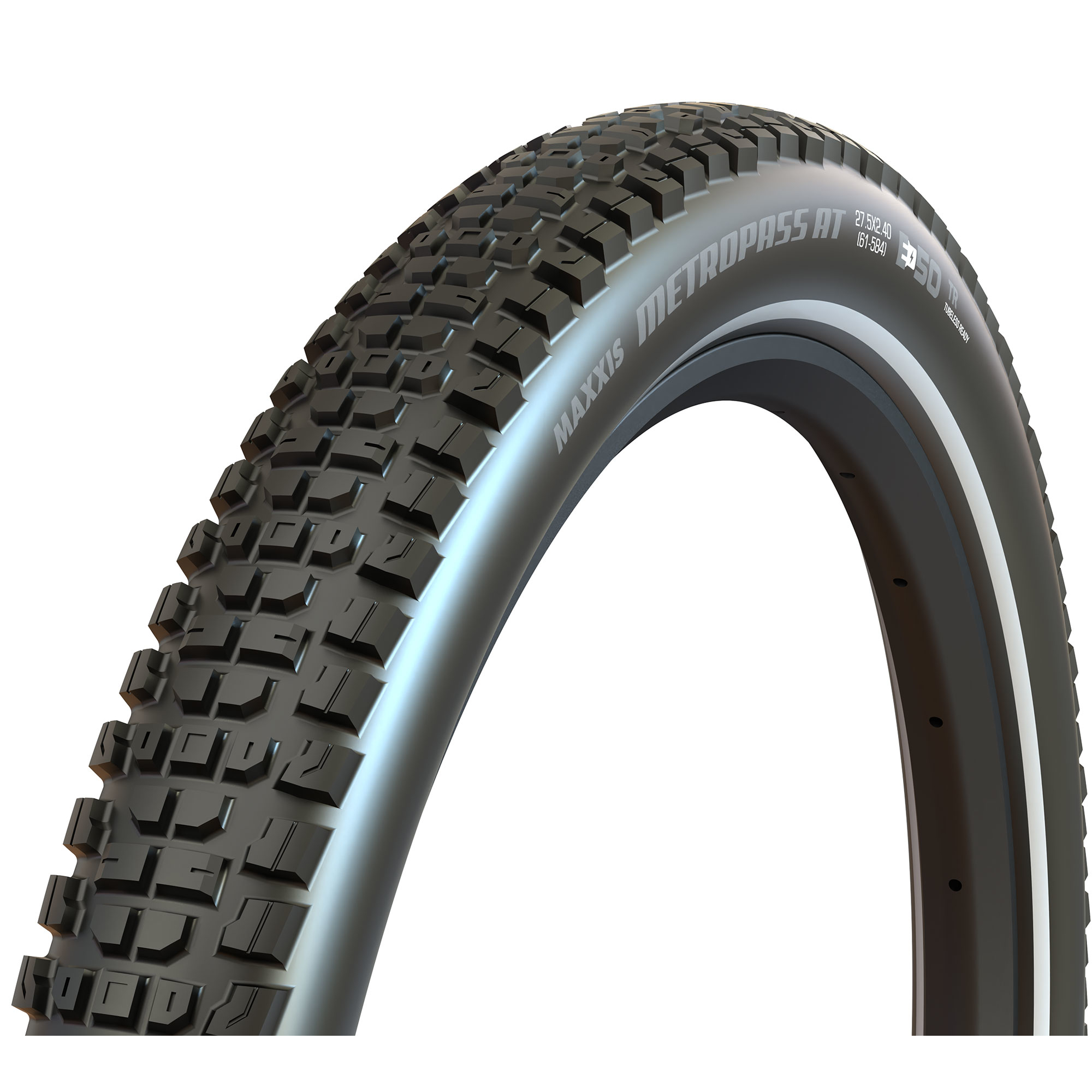 Picture of Maxxis MetroPass AT Wire Bead Tire - 4 Season | MaxxProtect EXO TR | ECE-R75 - 27.5x2.40&quot; | Reflex