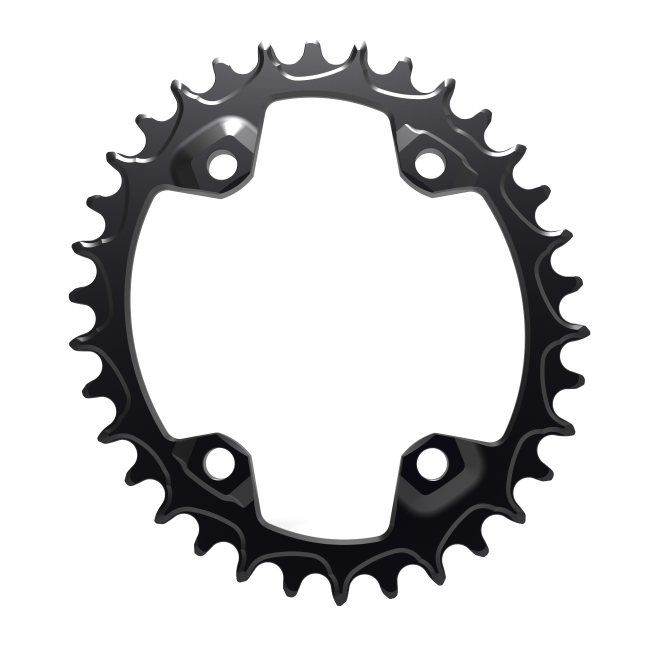 Productfoto van Alugear Narrow Wide MTB Chainring - Oval - for Shimano 96 BCD Asymmetric - 4-Bolt