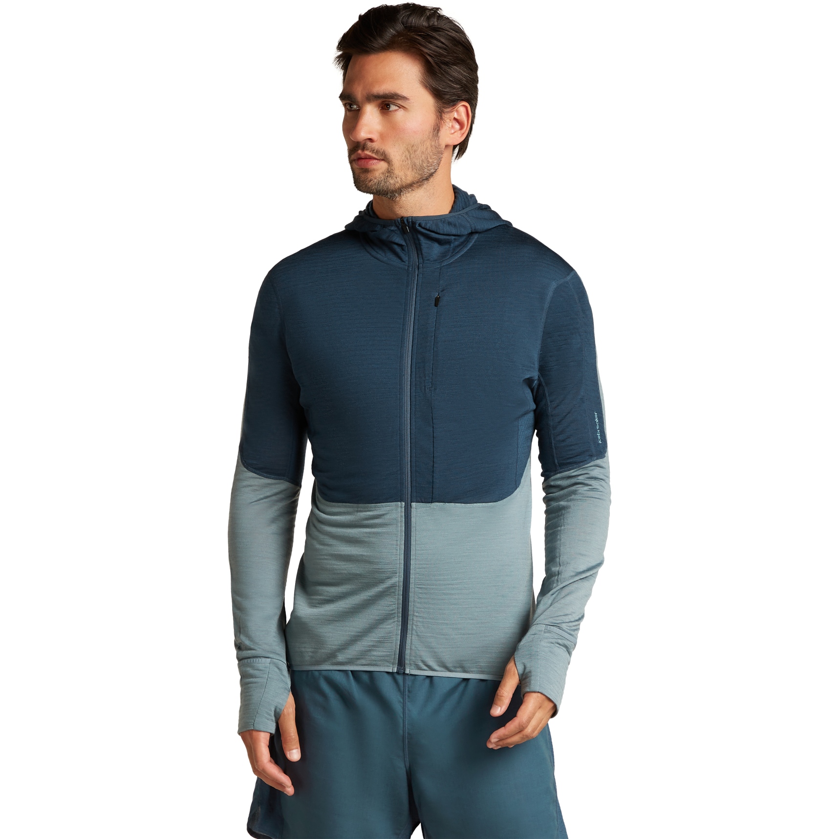 Produktbild von Icebreaker Merino 200 Realfleece™ Descender Zip-Hoodie Herren - Abyss/Blue Ash