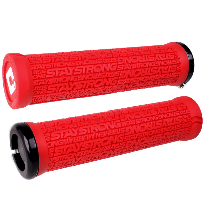 Image of ODI Stay Strong Reactiv V2.1 - Lock-On Grips | 135mm - red/black