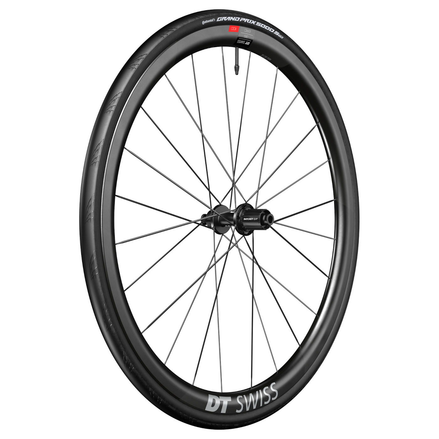 Produktbild von DT Swiss | Continental WTS Laufradsystem - ERC 1100 DICUT 35 Hinterrad + GP 5000 S Faltreifen - 28&quot; | 12x142mm - HG-L / XDR