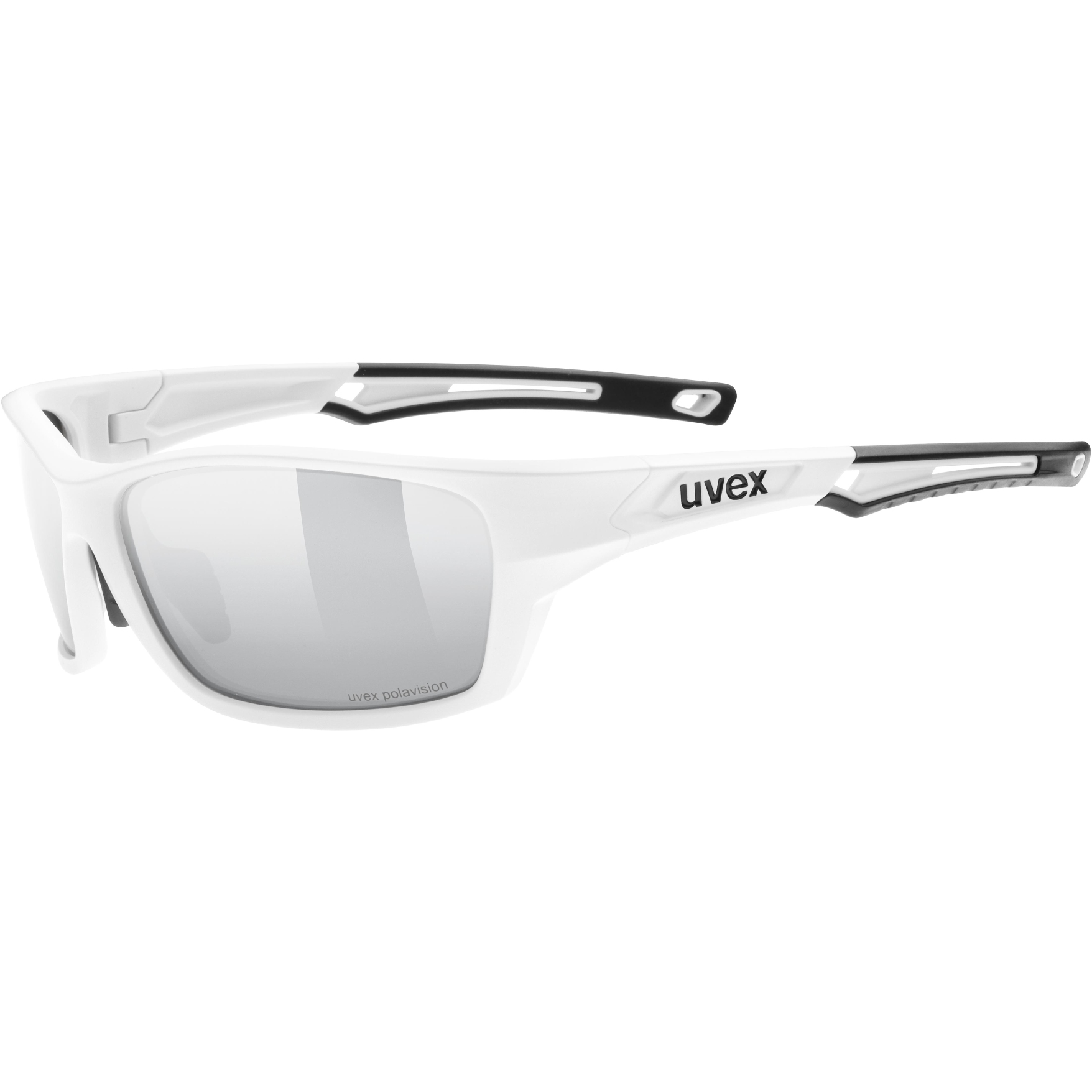 Image of Uvex sportstyle 232 P Glasses - white mat/polavision mirror silver