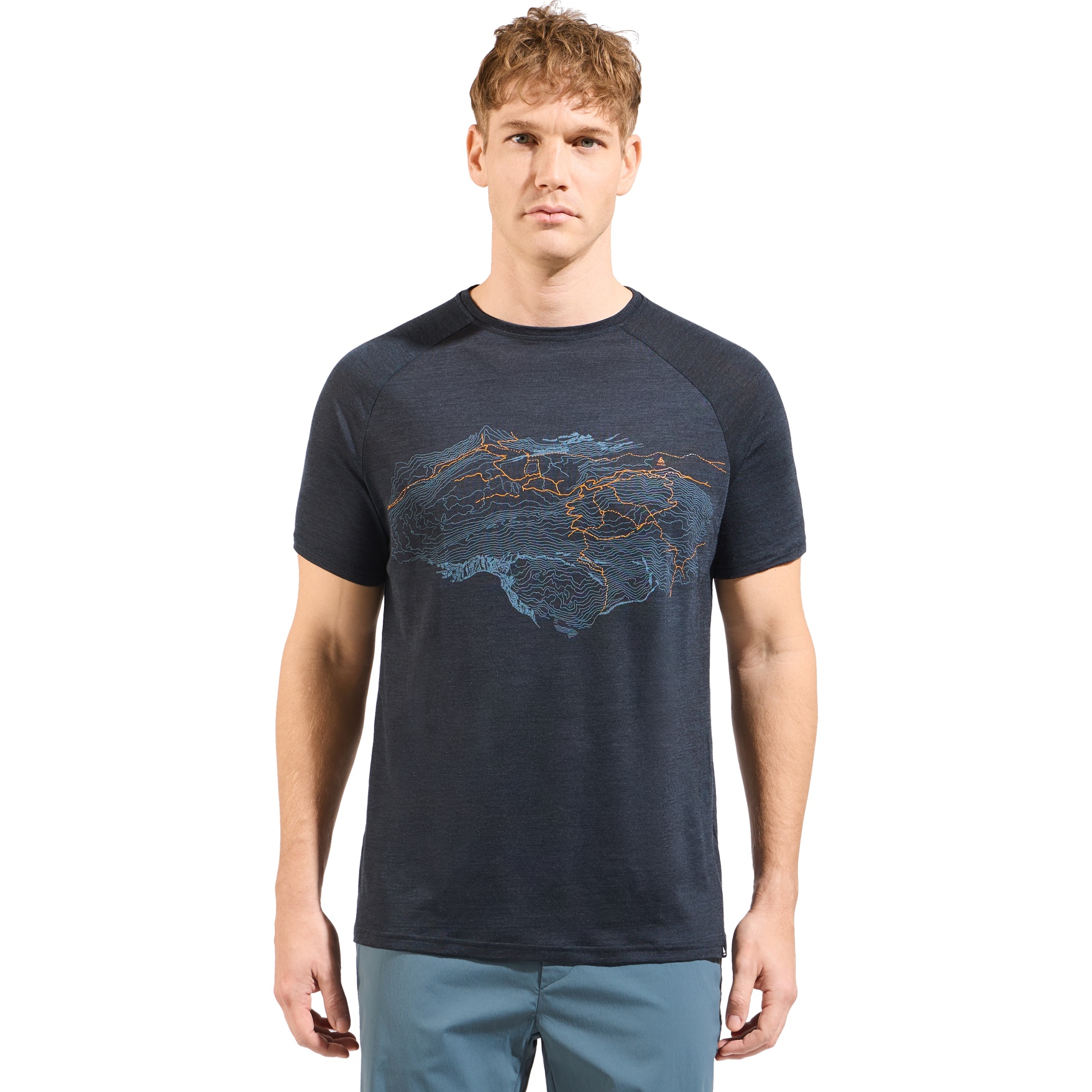 Picture of Odlo Ascent Performance Wool 130 Topography T-Shirt Men - black melange