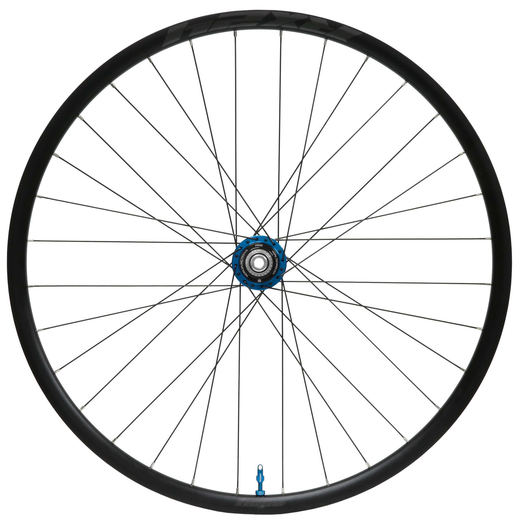 Productfoto van Hope RX24 - Pro 5 Achterwiel - 28&quot; | Clincher | 28 Gaten | Centerlock - 12x142mm - Micro Spline | blauw