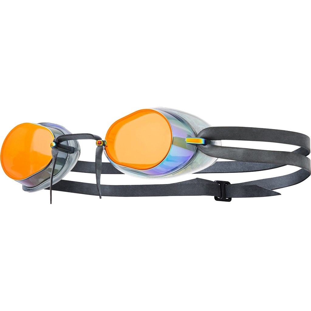 Productfoto van TYR Socket Rockets 2.0 Mirrored Adult Fit Swimming Goggles - metallic fire rainbow/clear/black