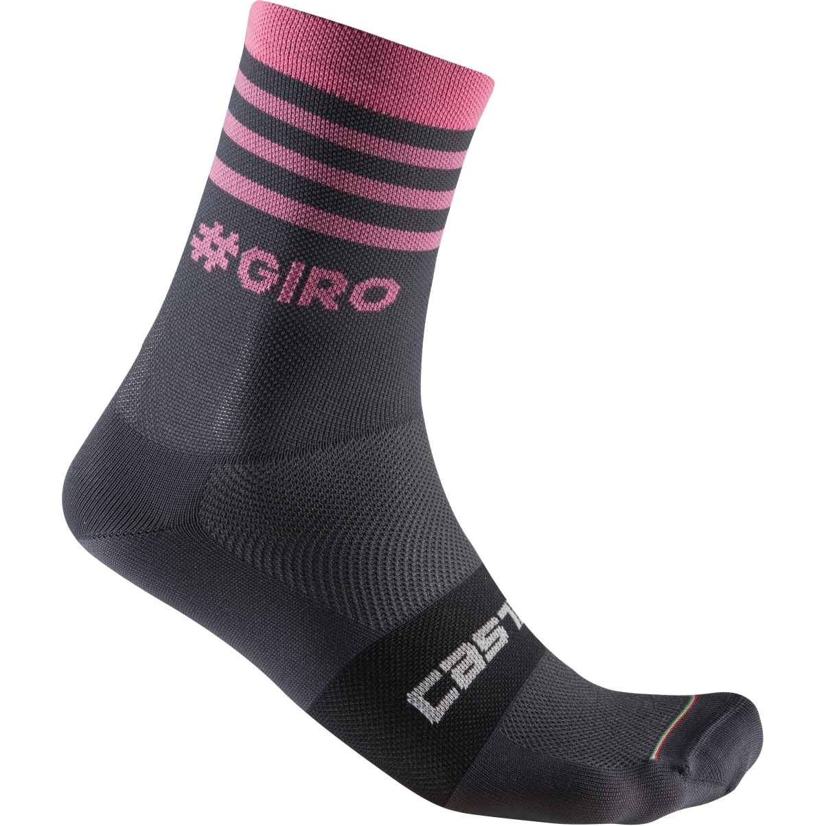 Photo produit de Castelli Chaussettes - Giro d&#039;Italia 2023 #Giro 13 Stripe - dark grey/rosa 030