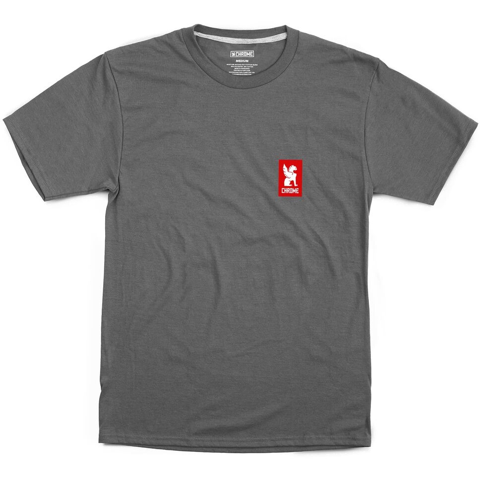 Picture of CHROME Vertical Red Logo Tee - charcoal/red