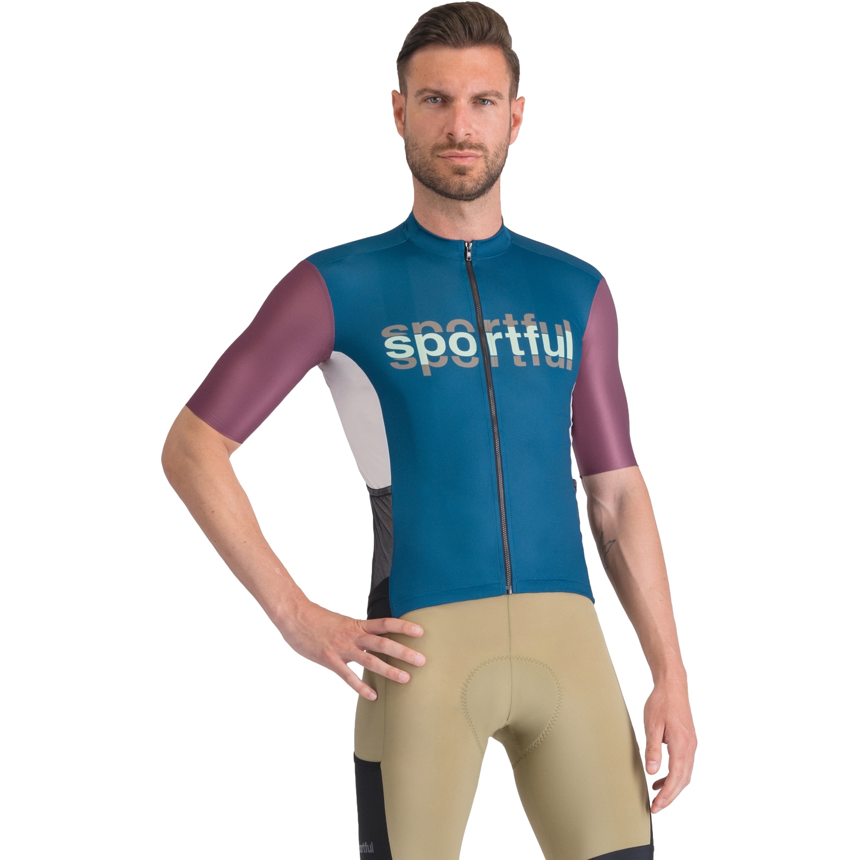 Bild von Sportful Supergiara Logo Radtrikot Herren - 415 Teal Blue/Bordo'