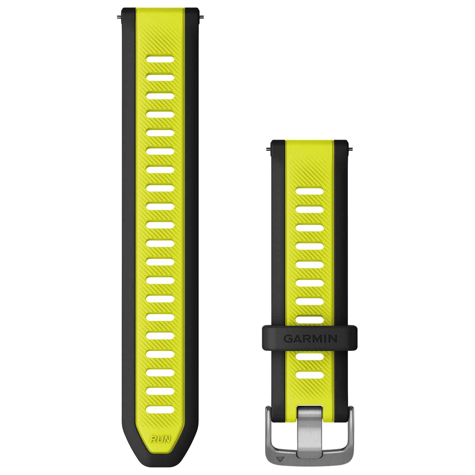 Produktbild von Garmin Schnellwechsel-Armband 20mm - Silikon - Black/Amp Yellow