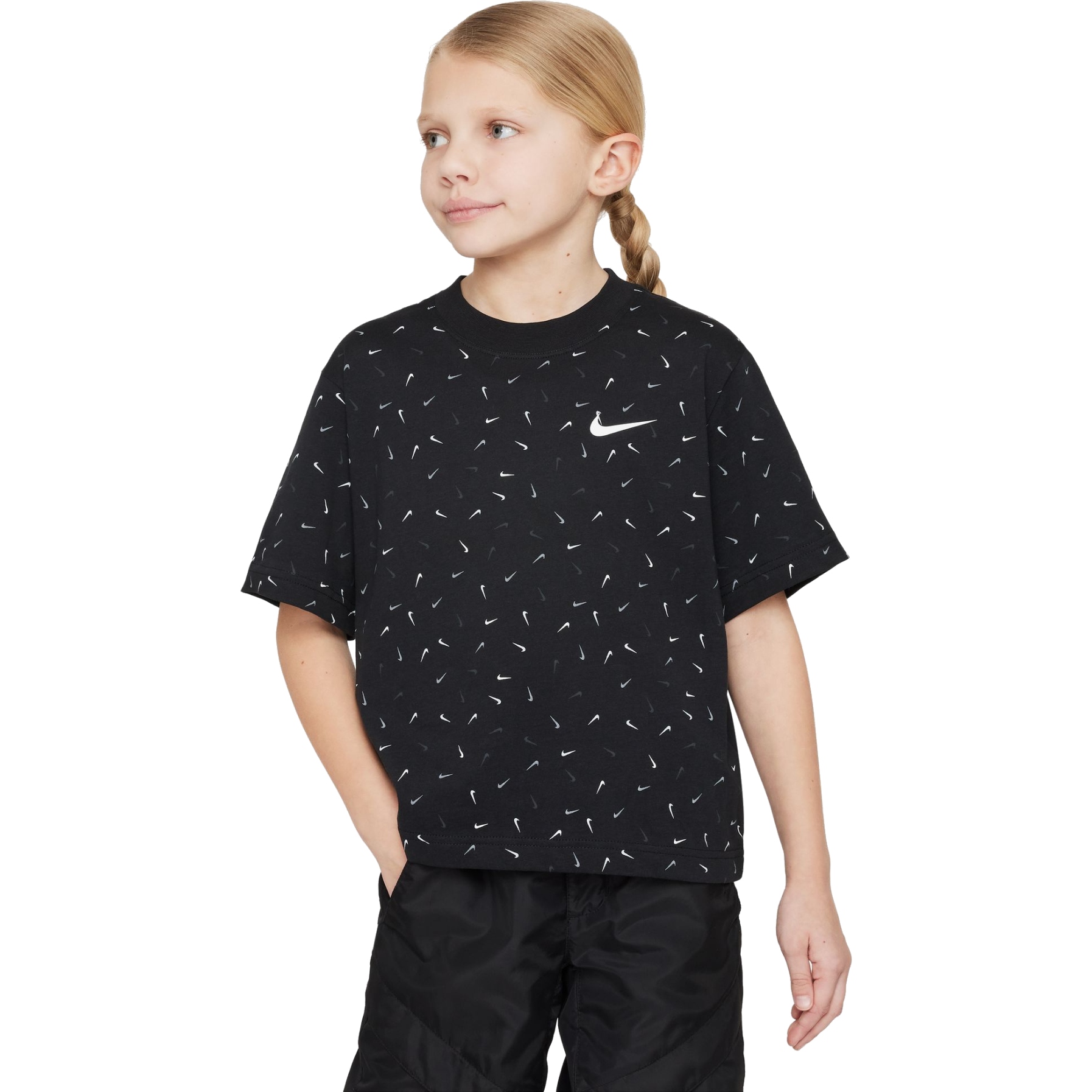 Produktbild von Nike Sportswear Boxy Swoosh Shirt Kinder - schwarz FD5366-010
