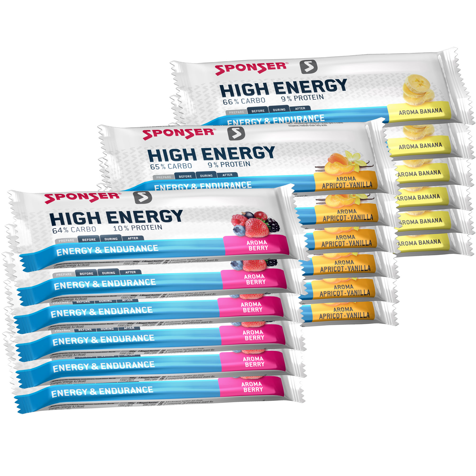 Productfoto van SPONSER High Energy Bar - Graanreep met Koolhydraten - 6x45g
