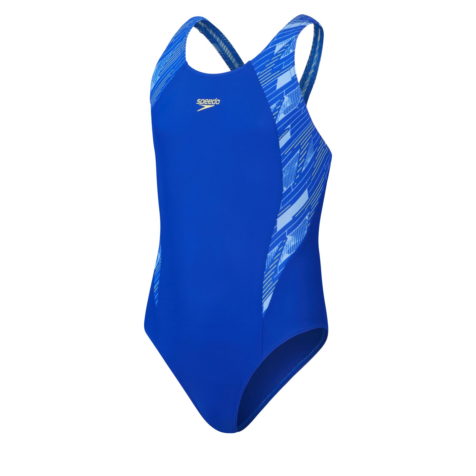 Produktbild von Speedo Hyper Boom Splice Muscleback Badeanzug Mädchen - true cobalt/lemon drizzle/curious blue