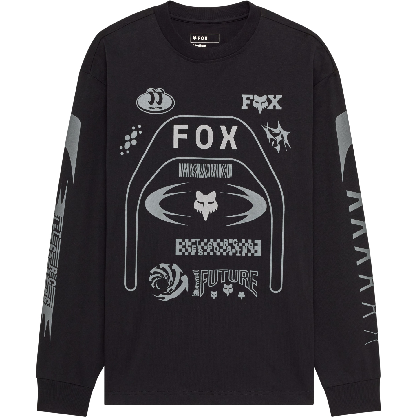 Мужская рубашка с длинным рукавом оверсайз среднего веса FOX Image Cosmo - черный