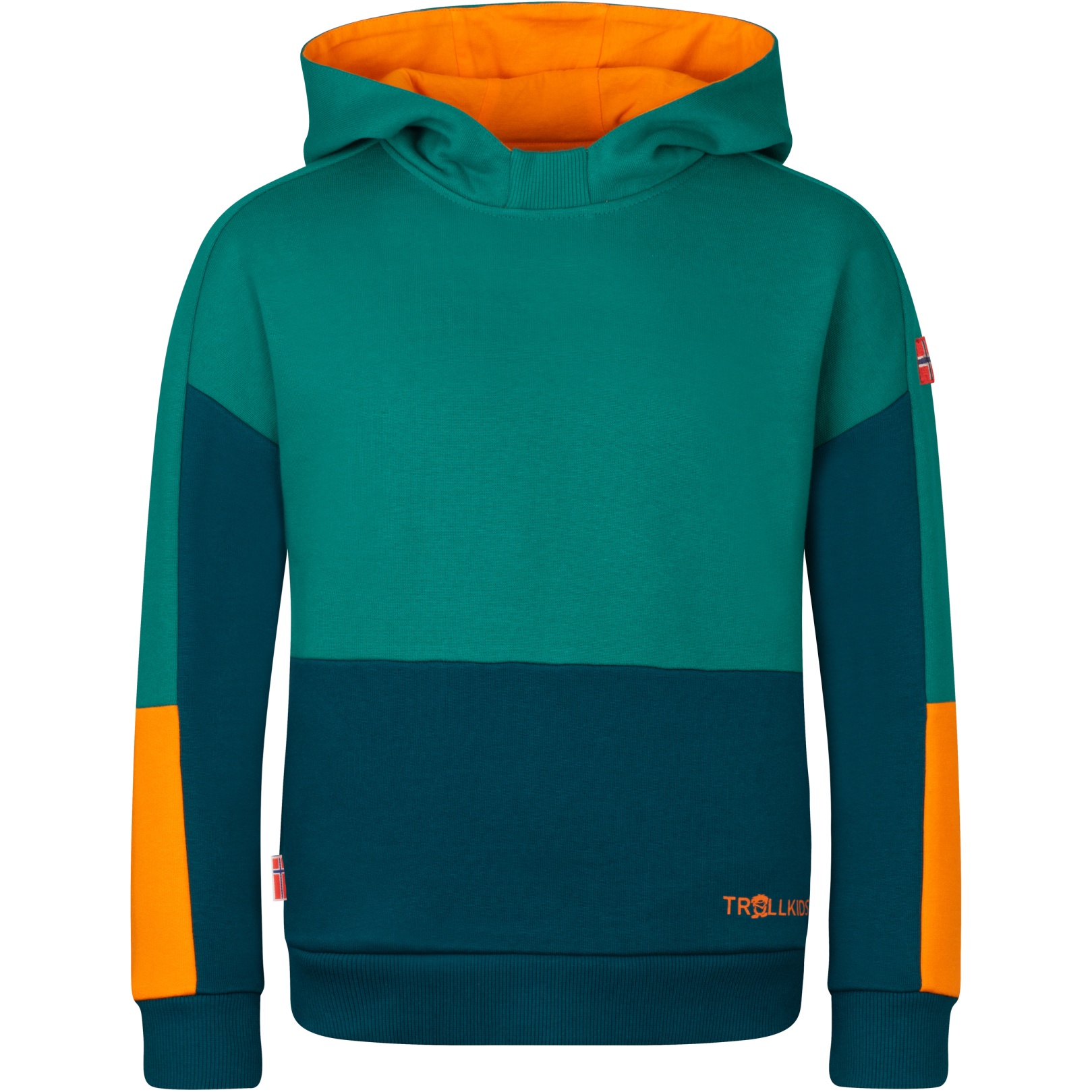Bild von Trollkids Rondane Hoodie Kinder - Lagoon Green/Sea Green/Sahara Sunset