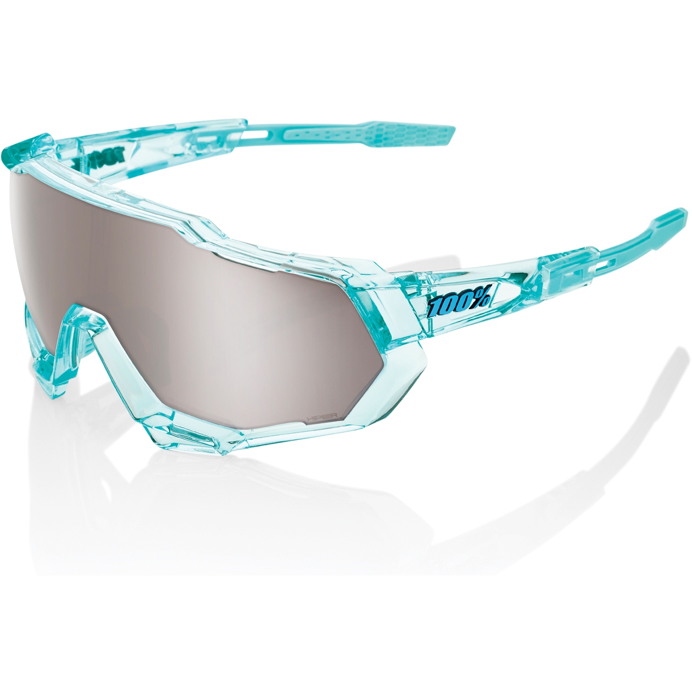 Picture of 100% Speedtrap Glasses - HiPER Mirror Lens - Polished Translucent Mint / Silver + Clear