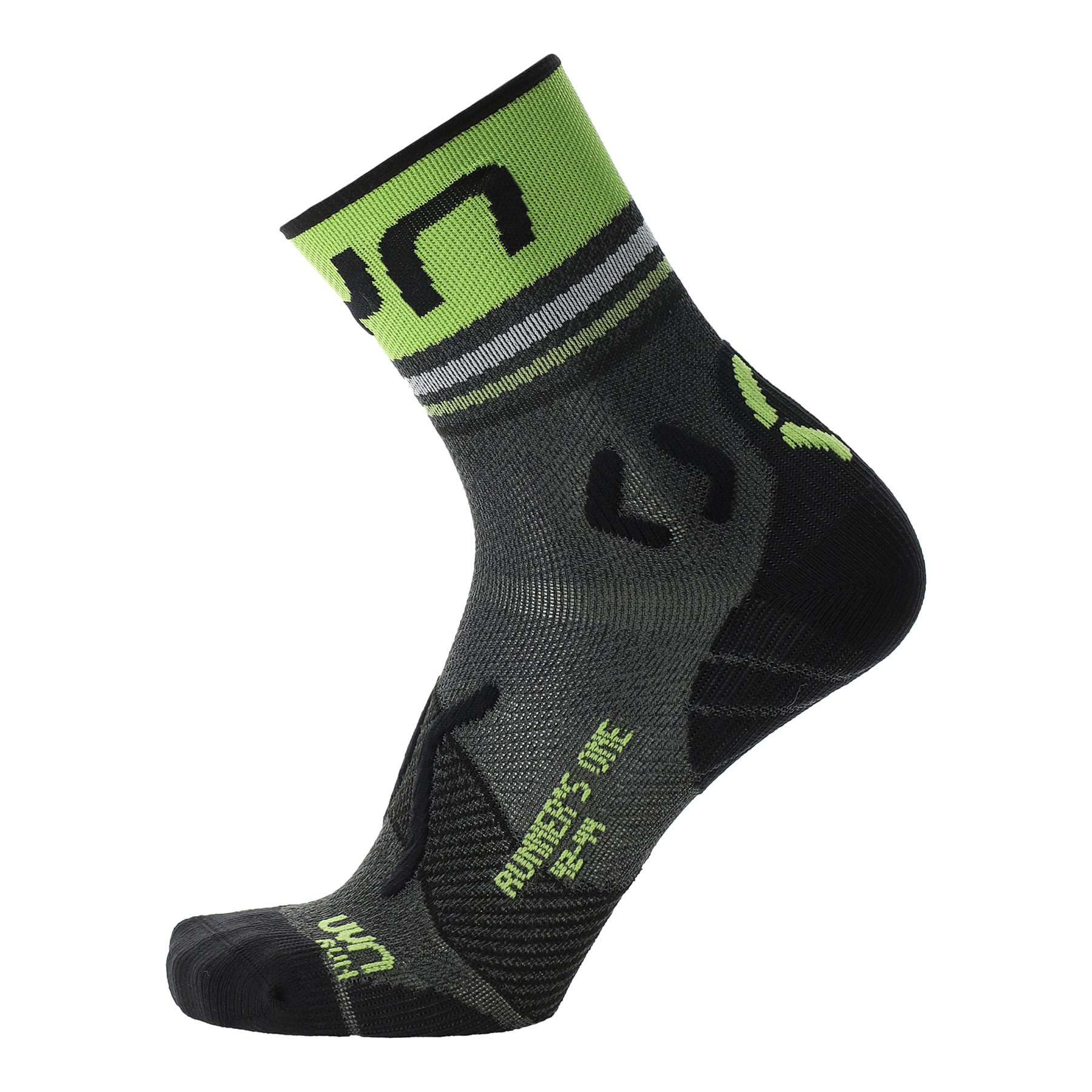 Picture of UYN Runner&#039;s One Short Cut Socks Men - Grey Melange/Lime Green