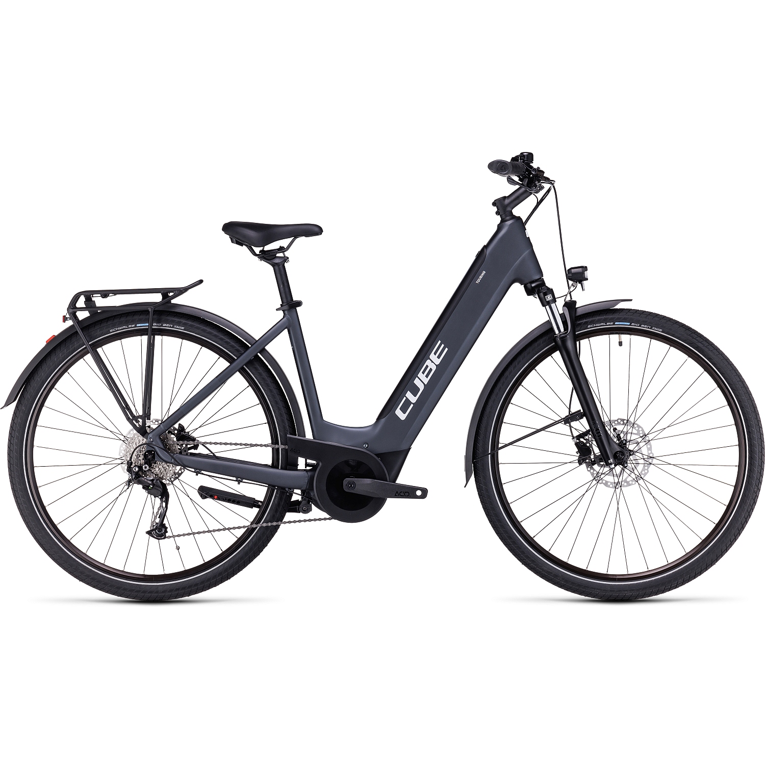 Productfoto van CUBE TOURING HYBRID ONE 625 - Easy Entry Electric Touring Bike - 2023 - grey / white