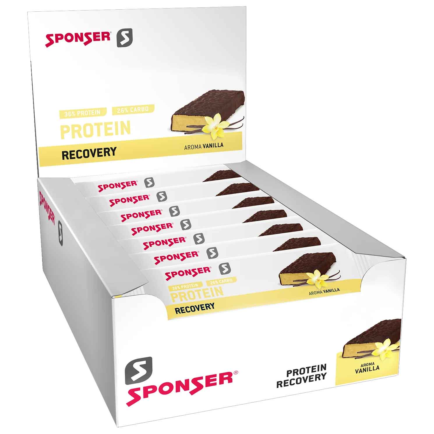 Productfoto van SPONSER Protein Recovery Vanilla - Eiwit-Koolhydraat Reep - 25x50g