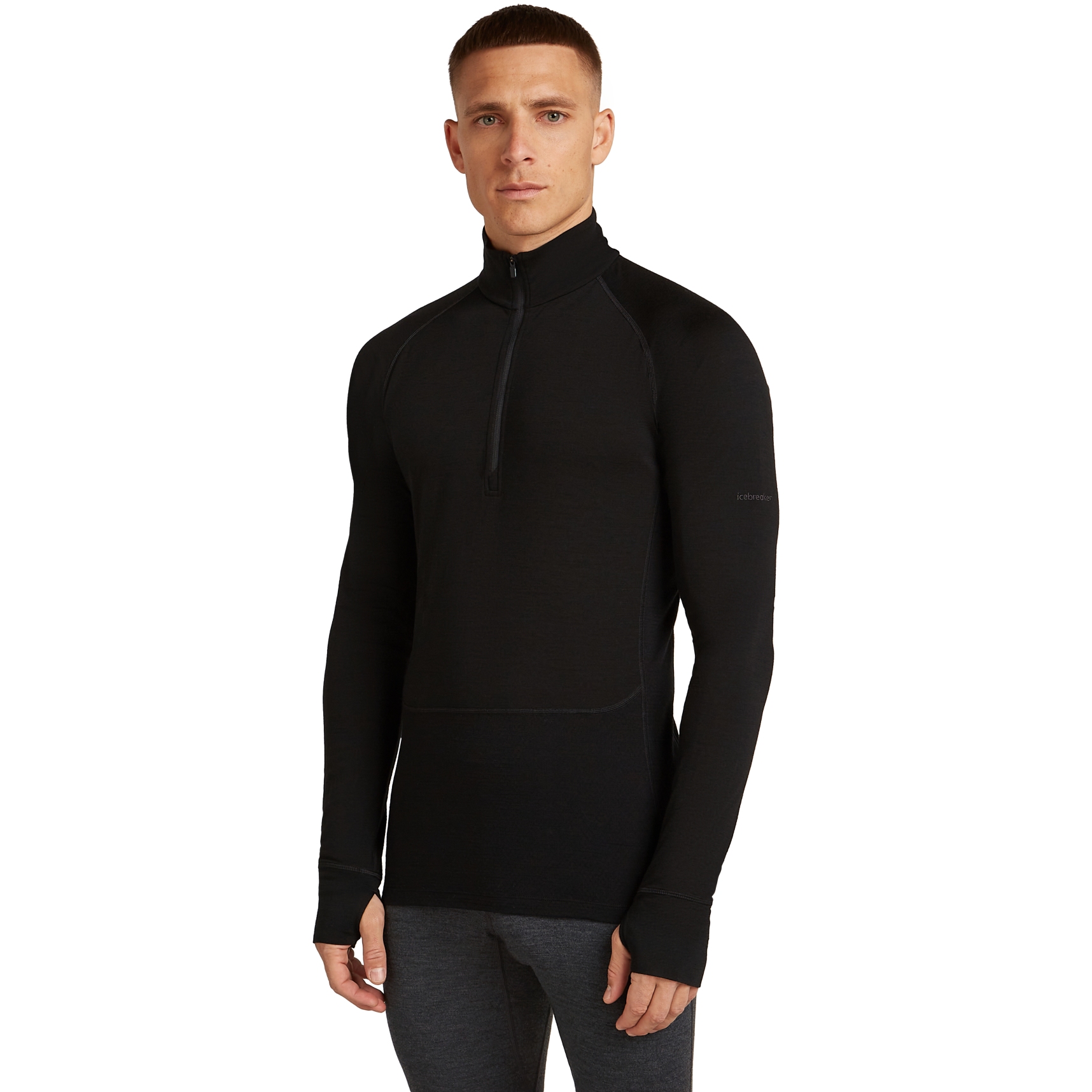 Produktbild von Icebreaker Merino 200 ZoneKnit™ Thermo-Langarmshirt mit halblangem Reißverschluss Herren - Schwarz