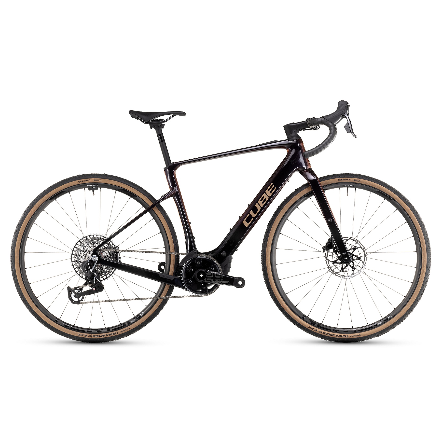 Foto de CUBE Bicicleta Eléctrica Gravel Carbono - NUROAD HYBRID C:62 SLT 400X - 2025 - solareclipse / bronze