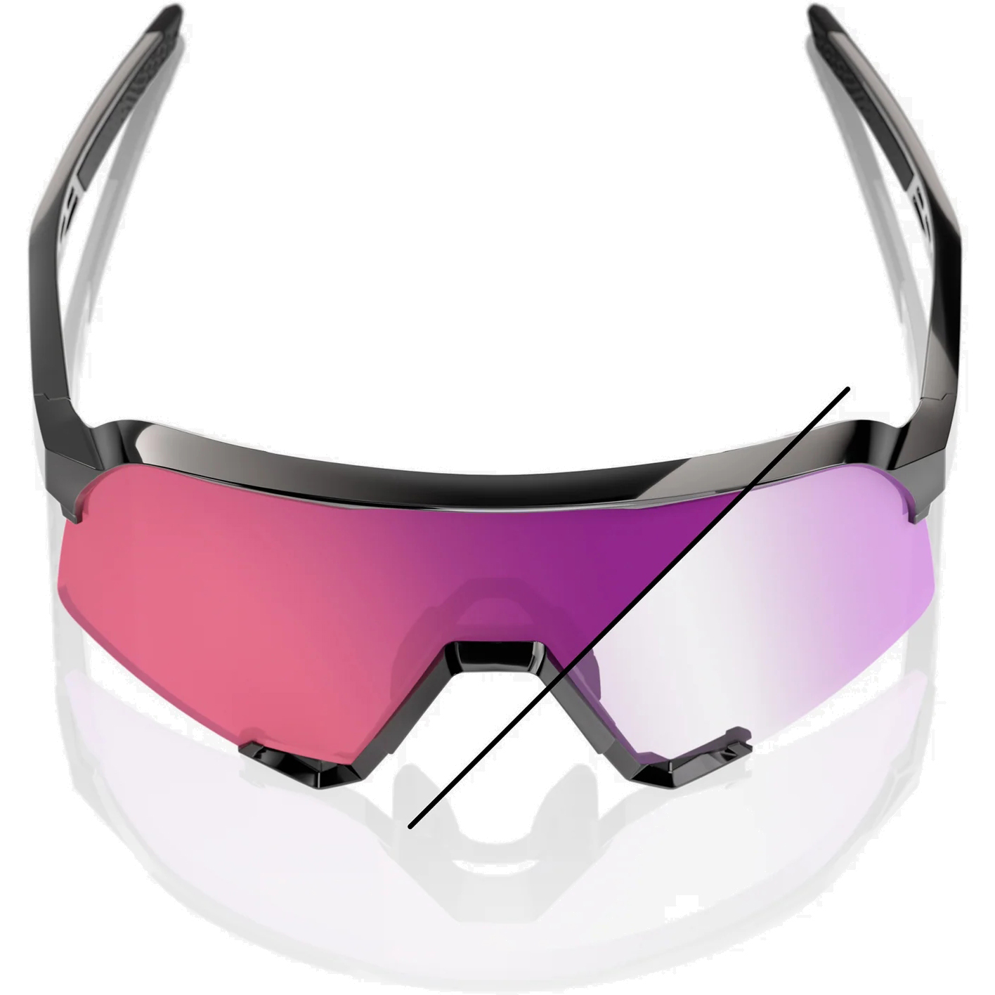 100% S3 ネオンピンク パープルミラーレンズ 100% S3 Photochromic Glasses - Kilian Bron - Gloss Black - Purple