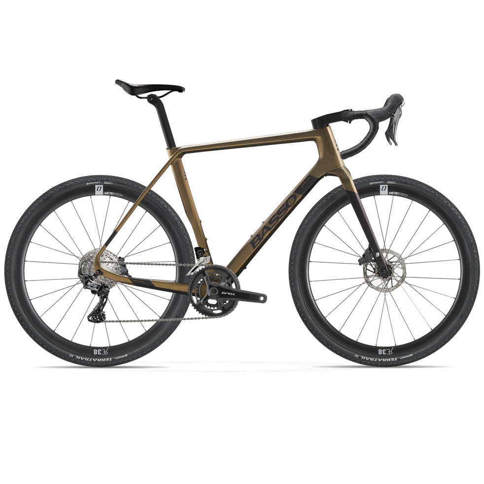 Productfoto van Basso PALTA - GRX 800 2x11 - Carbon Gravel Bike  - 2023 - Gold Burn