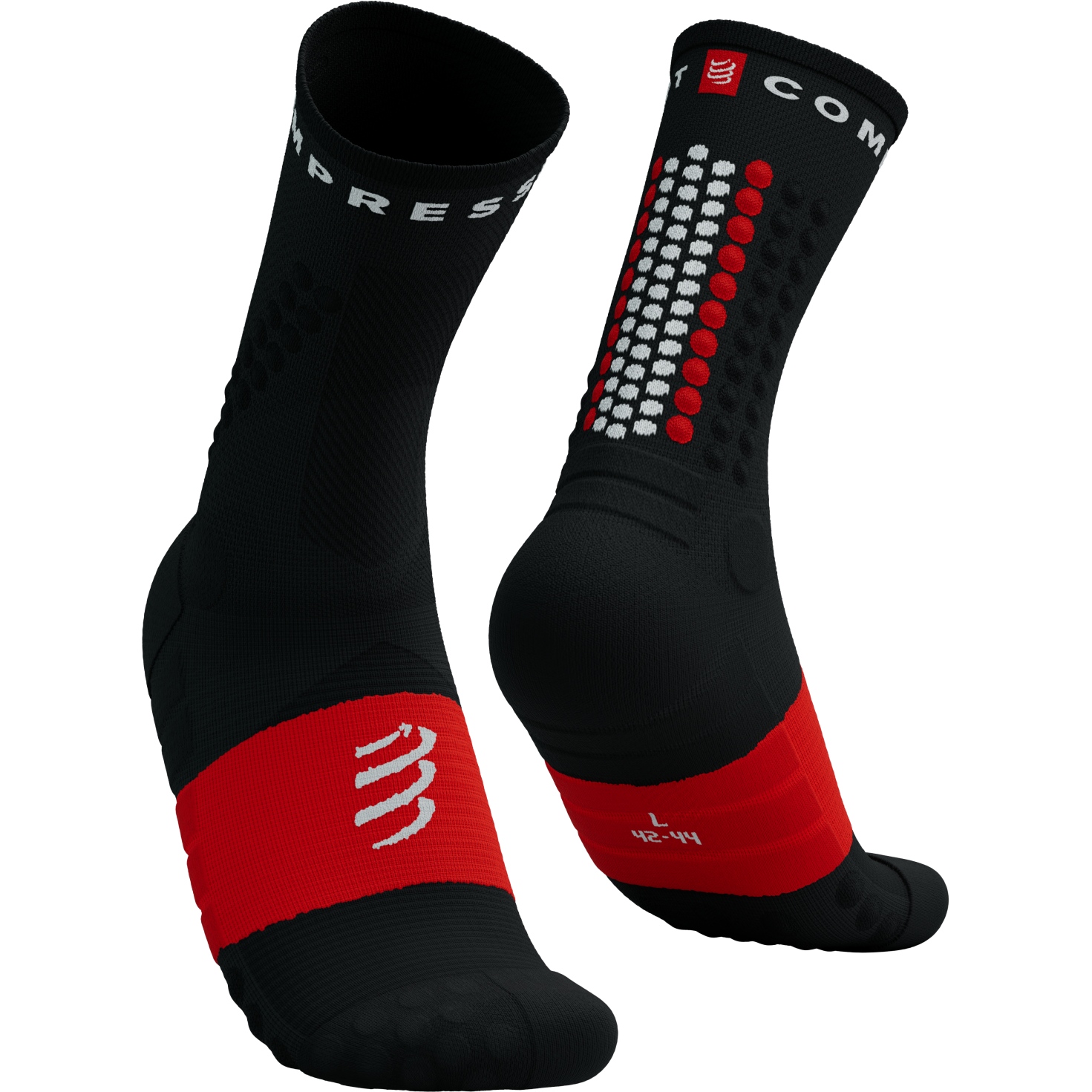 Image of Compressport Ultra Trail Compression Socks v2.0 - black/white/core red