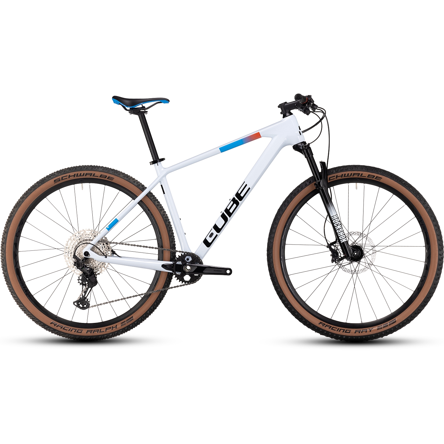Picture of CUBE REACTION C:62 Pro - 29&quot; Carbon Mountainbike - 2023 - white / blue / red