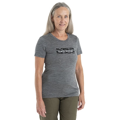Imagen de Icebreaker Camiseta Mujer - Tech Lite II Glacial Flow Logo - Gritstone HTHR