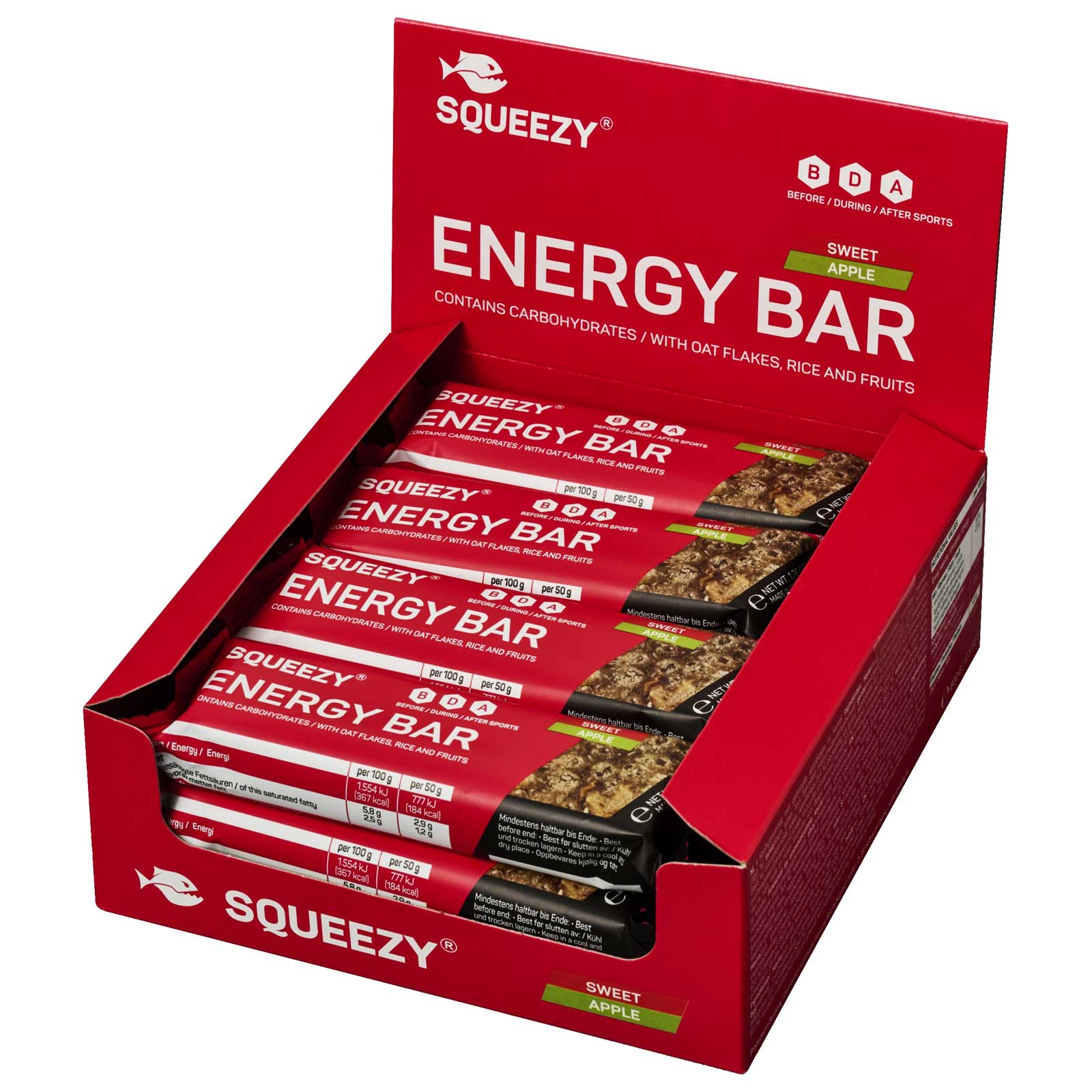 Image de Squeezy Barre de Glucides - Energy Bar Apple - 12x50g