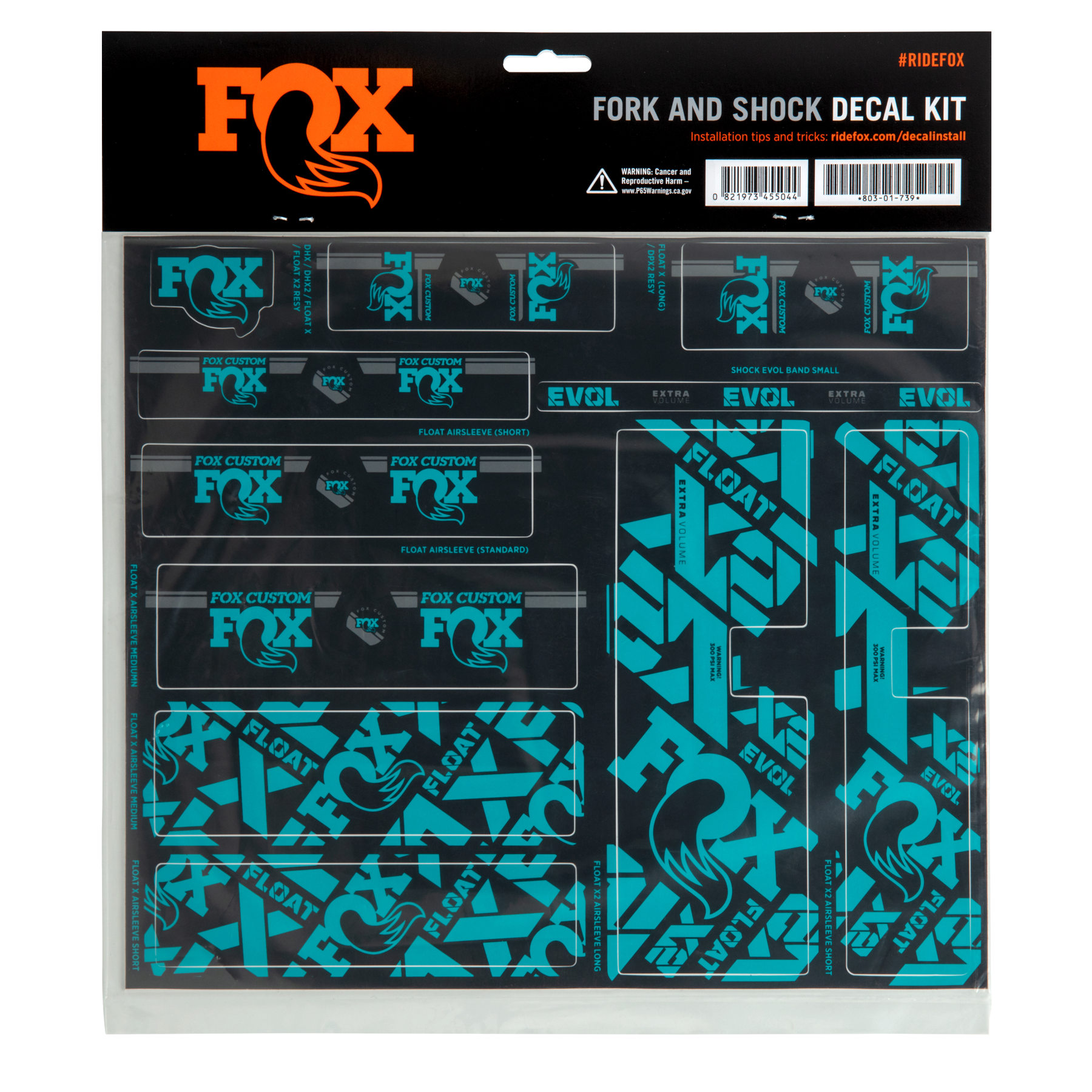Productfoto van FOX CUSTOM Decal Kit for Fork &amp; Rear Shock - turquoise