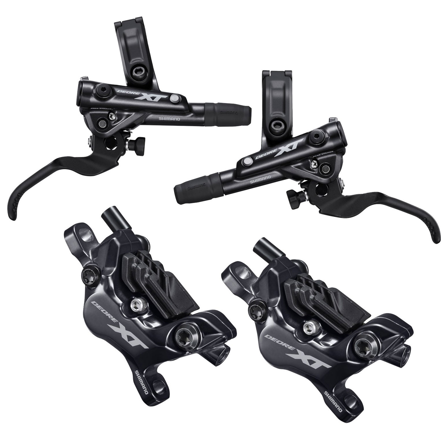 Image of Shimano Deore XT BL-M8100 + BR-M8120 Enduro / Trail Hydraulic Disc Brake - I-Spec EV - J-Kit - Set FW + RW - Special Offer